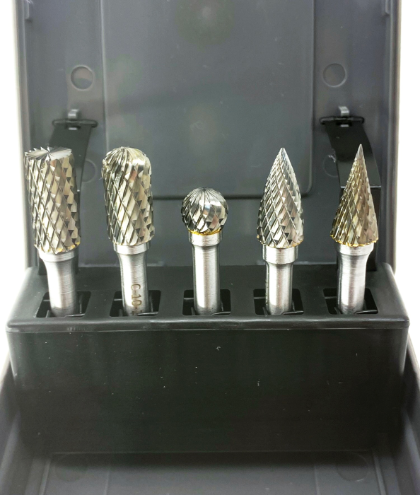 Набор борфрез тв. сплав. из 5шт. (B10,C10,D10,G10,M10)х6мм Х-обр. насечка Sekira