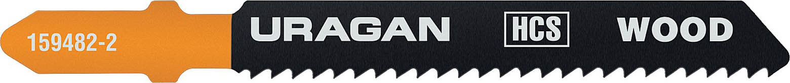 Фото Полотно для эл/лобзика по дереву, фанере, пластику, EU-хвостовик, шаг 2 мм, 75/50 мм, 2 шт, HCS URAGAN