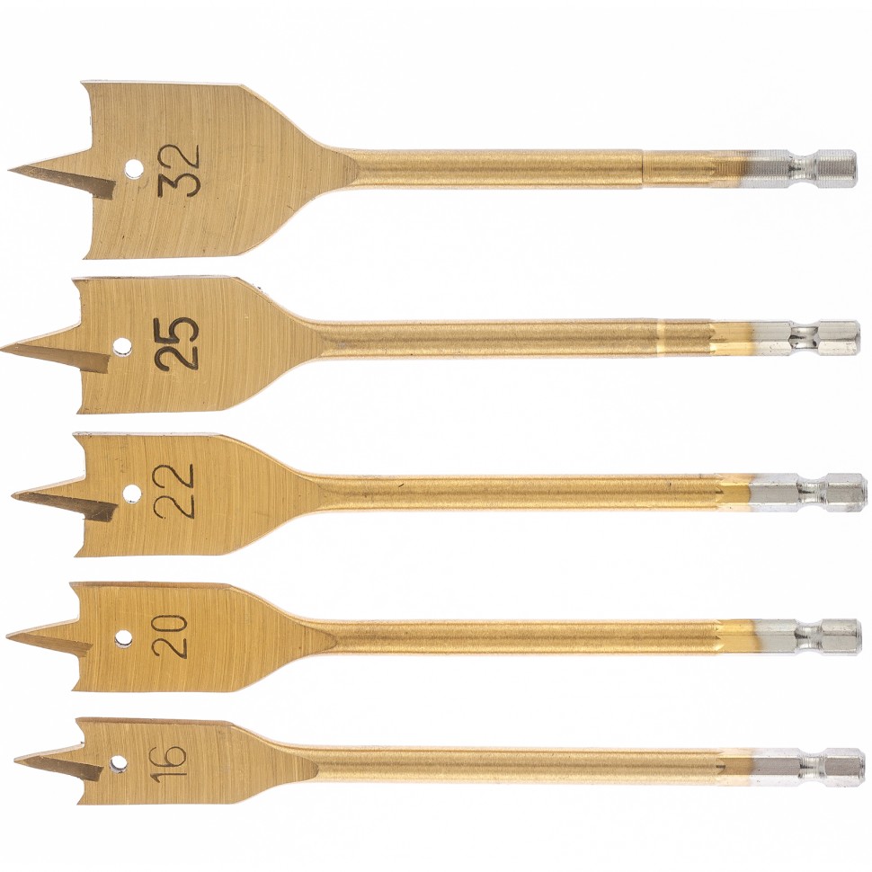 Набор сверл перовых по дереву, 16-20-22-25-32 мм, 5 шт, пластиковый кейс, Matrix