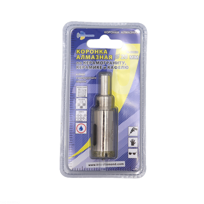 Фото Коронка алмазная по керамике и кафелю с центрирующим сверлом 20мм