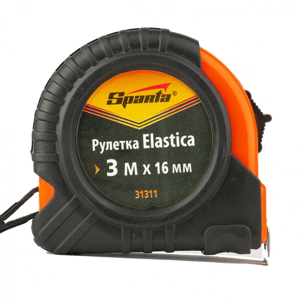 Рулетка Elastica, 3 м х 16 мм, обрез. корпус Sparta
