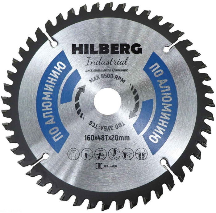 Фото Диск пильный Hilberg Industrial Алюминий 160*20*48Т