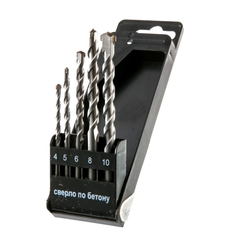 Фото Набор сверл по бетону 4-10 мм, 5 шт, пласт. бокс