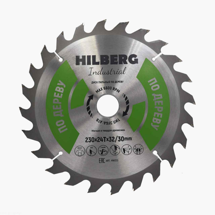 Фото Диск пильный Hilberg Industrial Дерево 230*32/30*24Т