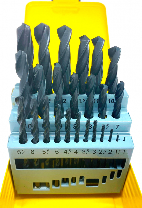 Фото Набор сверл 1-13мм (25 шт.) шаг 0,5 Р6М5 STV в металлической коробке