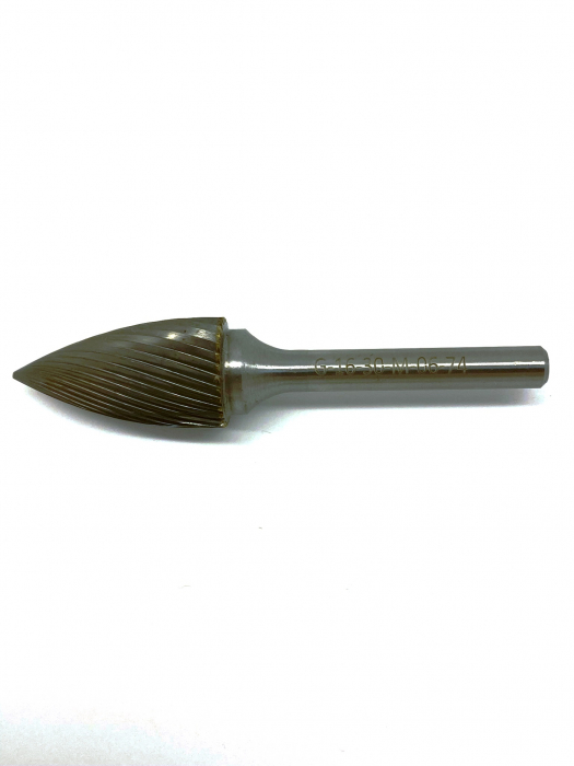 Фото Борфреза гипербола c острой верш. тип G 16х30х6х75 спиральная нас. арт. G16 30М06 Sekira