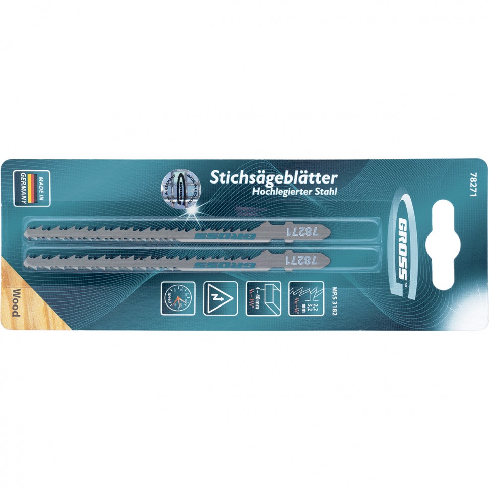 Фото Полотна для электролобзика по дереву, 2 шт, ( 3182 ) Gross