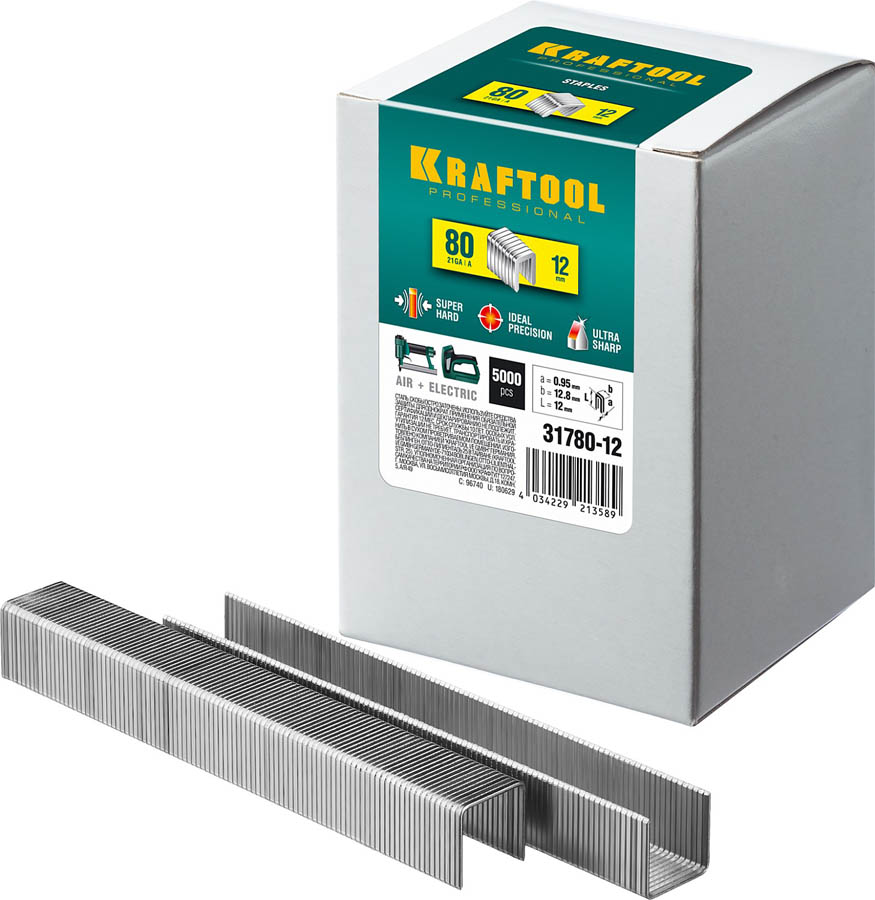 Скобы для степлера KRAFTOOL, 31780-12 скобы тип 80, 12 мм