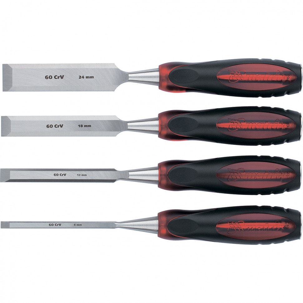 Фото Набор долот-стамесок плоских "Тигровый глаз", 4 шт, 6-12-18-24 мм Matrix