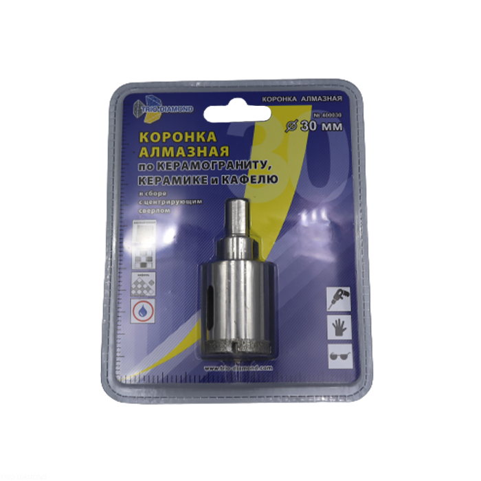 Фото Коронка алмазная по керамике и кафелю с центрирующим сверлом 30мм