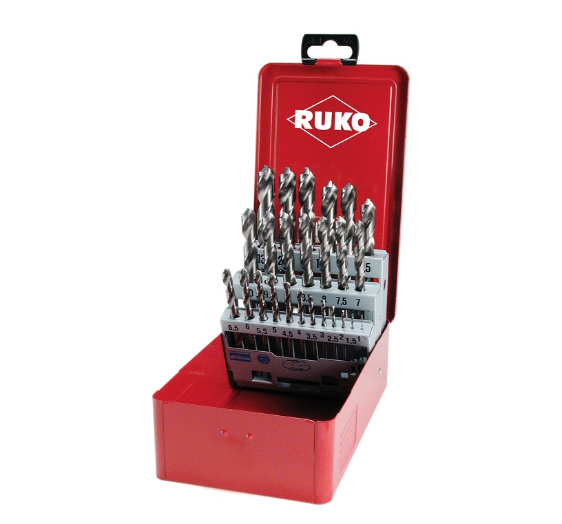 Фото Набор сверл по мет. 1-13 мм , 25 шт, металл. бокс RUKO HSS-R арт. 205213