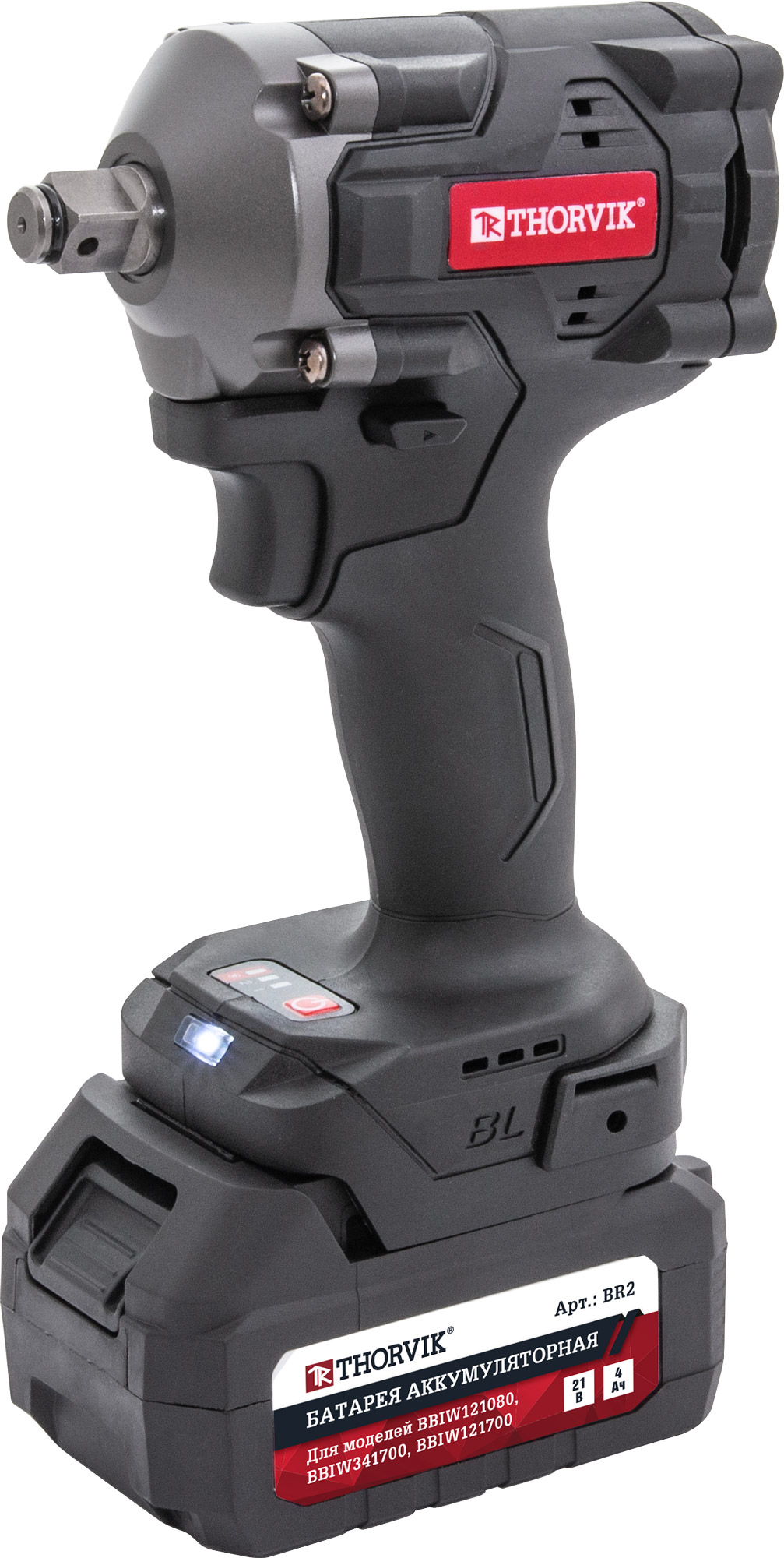 Фото Гайковерт ударный аккумуляторный бесщёточный 1/2"DR, 21В, 620 Нм, THORVIK