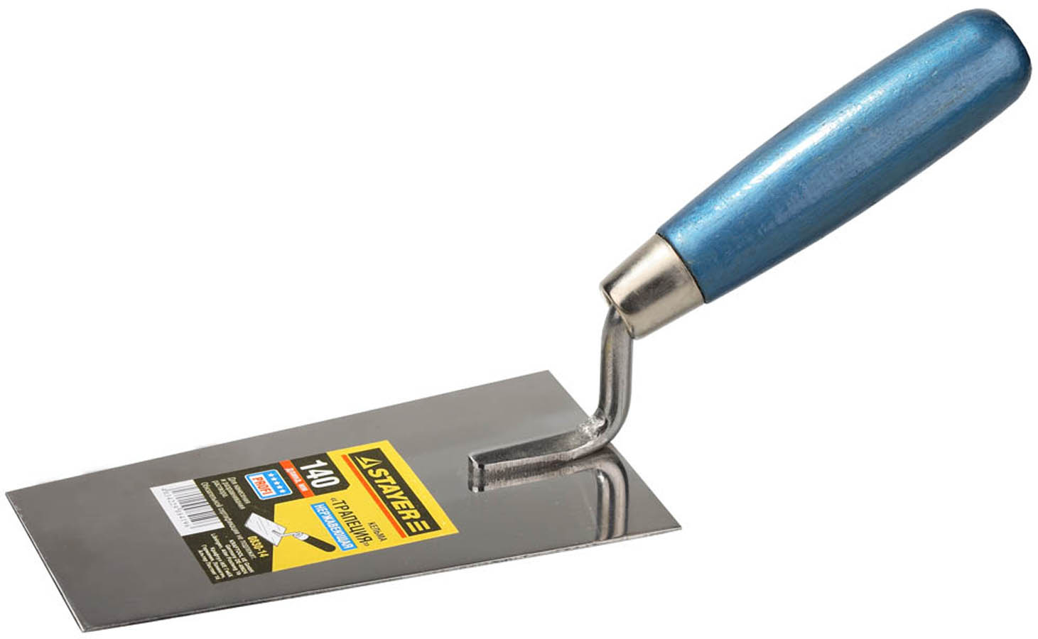 Фото Кельма «Трапеция» STAYER 140 мм, нержавеющее полотно, деревянная рукоятка, 0830-14
