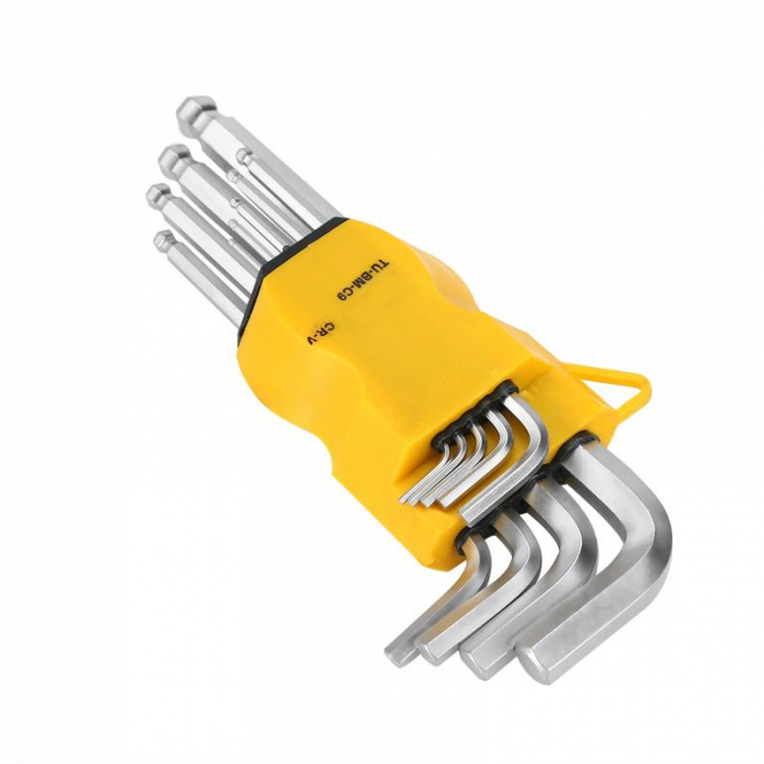 Набор ключей шестигранных 1,5-10мм на клипсе (9шт) CrV никель