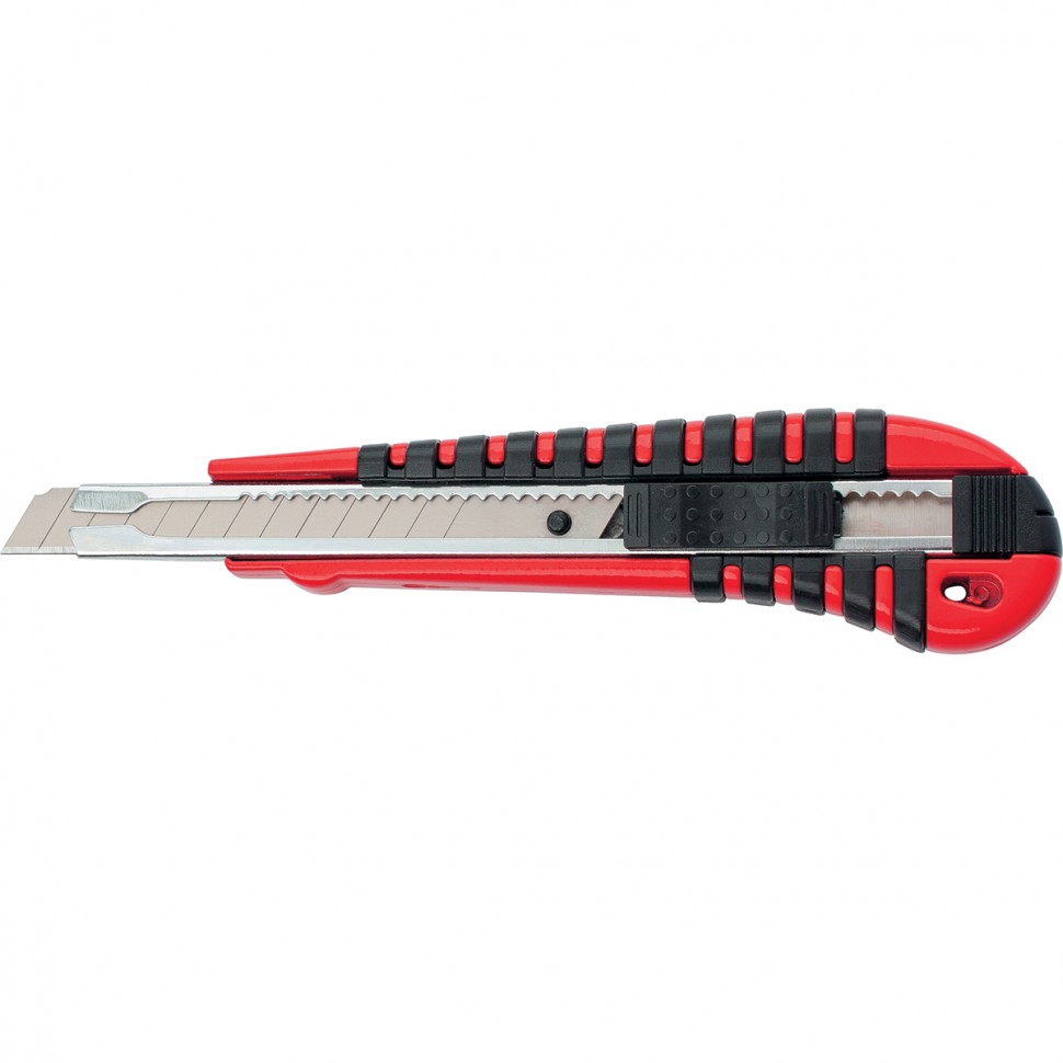 Нож, 9 мм, выдвижное лезвие, мет. направляющая, эргономичная Matrix