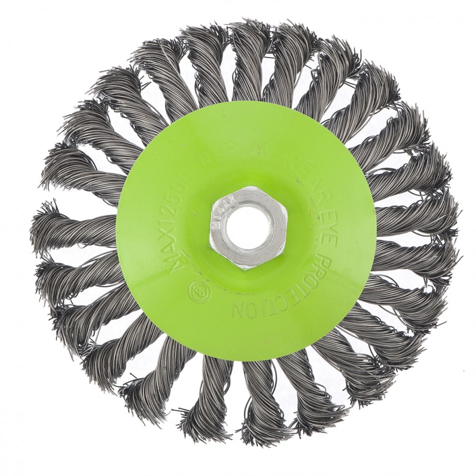 Фото Щетка для УШМ, 125 мм, М14, "тарелка", крученая мет. проволока Сибртех