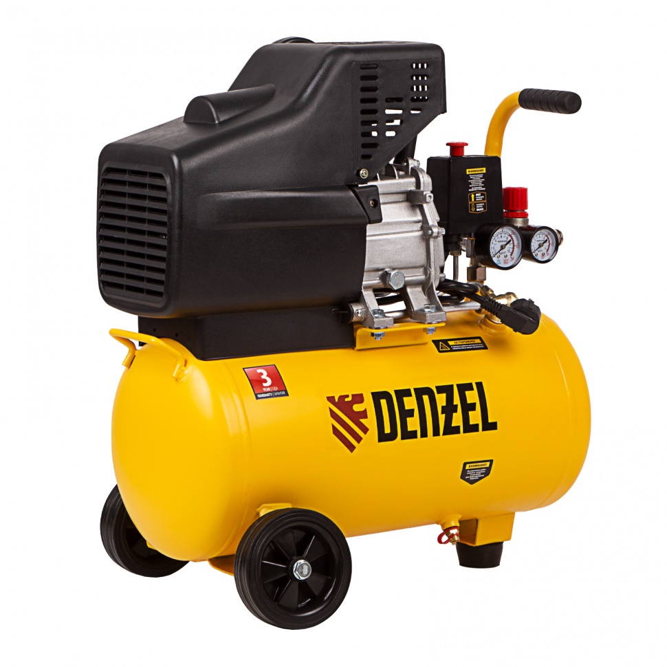 Фото Компрессор воздушный DC1500/24, прямой привод, 1.5 кВт, 24 литра, 220 л/мин Denzel