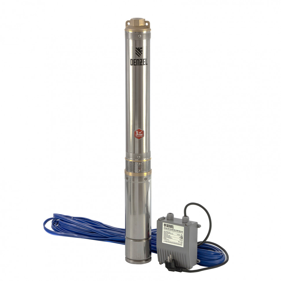 Скважинный насос DWC-4-80, центробежный, d 4 , 1500 Вт, 5700 л/ч, напор 80 м Denzel