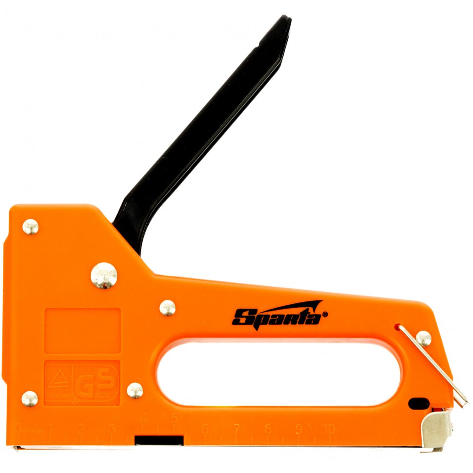 Фото Степлер мебельный пластиковый, со скобами 100 шт, тип скобы 53, 4-8 мм Sparta