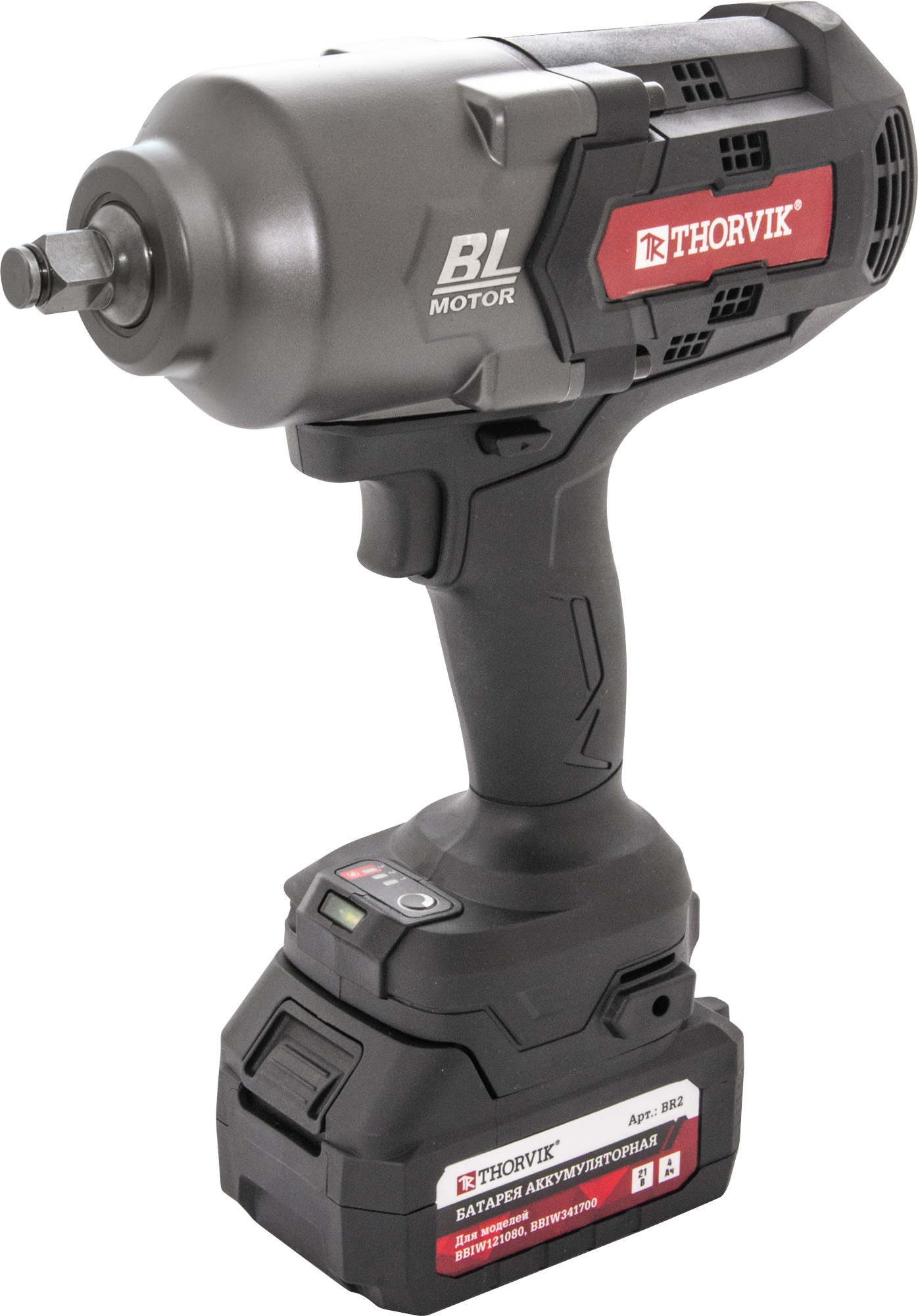 Фото Гайковерт ударный аккумуляторный бесщёточный 1/2"DR, 21В, 1700 Нм, THORVIK
