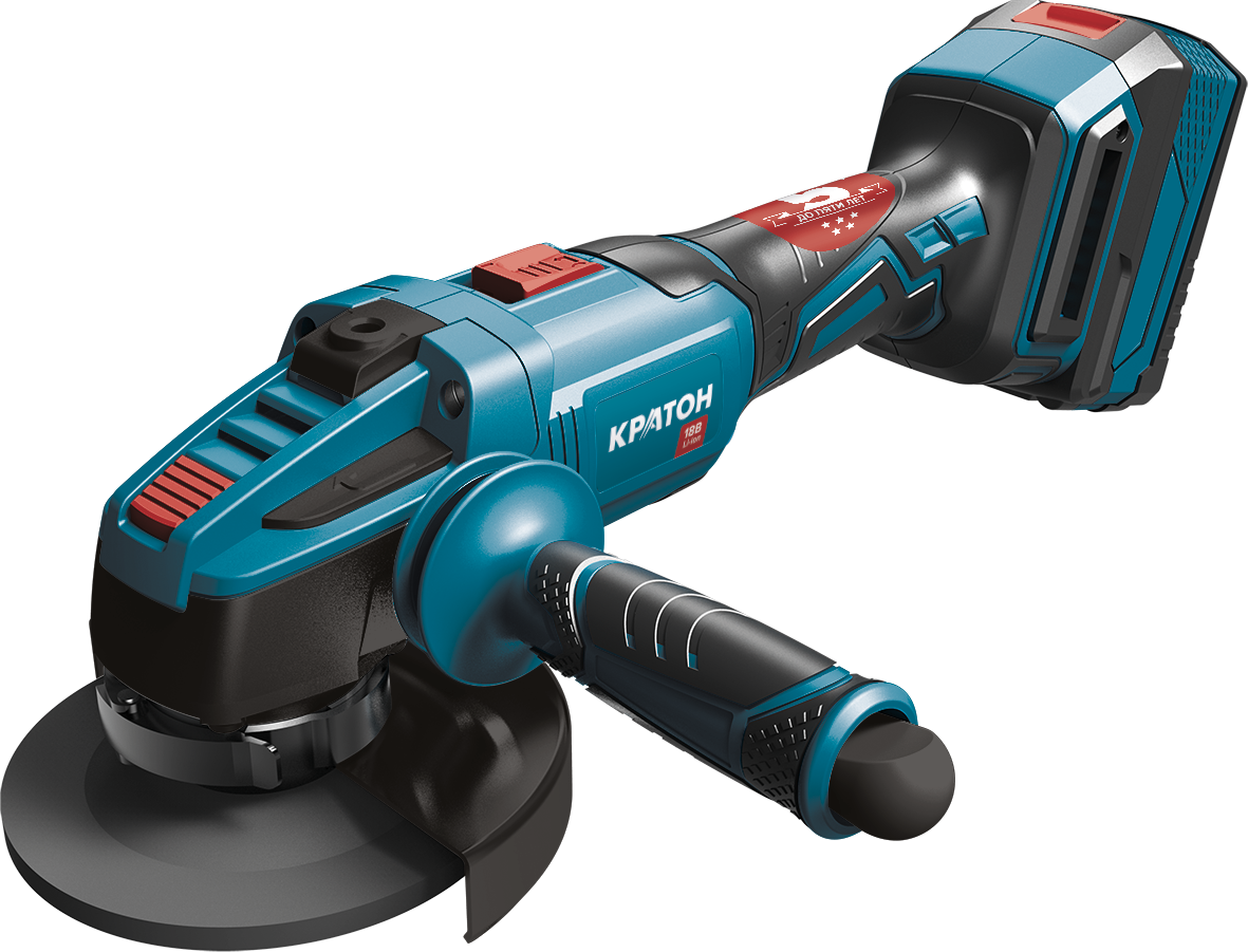 Фото Угловая шлифмашина аккумуляторная бесщеточная КРАТОН AGB18DC-125-OFA SET (АКБ 4,0А•ч; ЗУ)