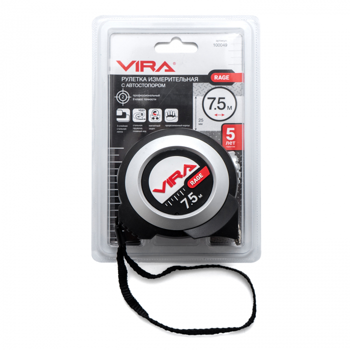 Рулетка измерительная 7,5м VIRA RAGE