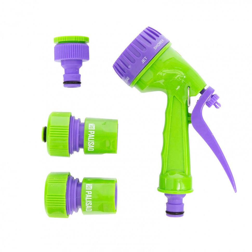 Фото Набор для подключения шланга 3/4, пистолет 7 реж. полива, адаптер, 2 соединителя Palisad