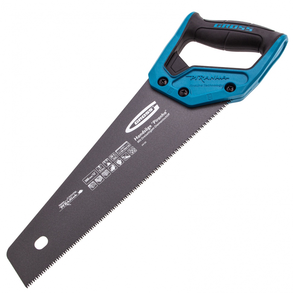 Фото Ножовка по дереву "PIRANHA", 300 мм, 11 TPI, 3D-зуб, тефлоновое покрытие полотна, двухкомпонентная рукоятка Gross