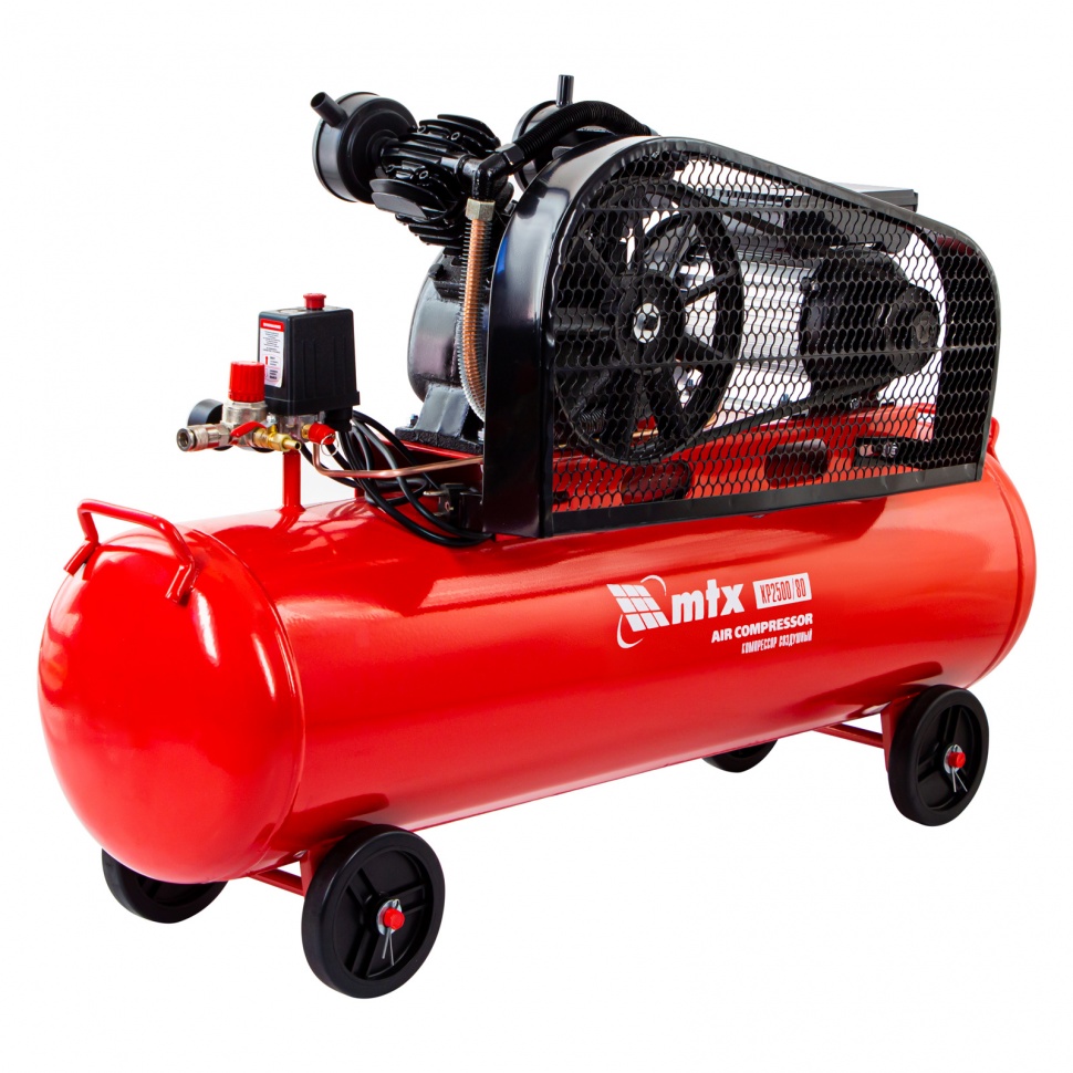 Фото Компрессор воздушный ременный привод КР2500/80, 2,5 кВт, 80 литров, 420 л/мин МТХ