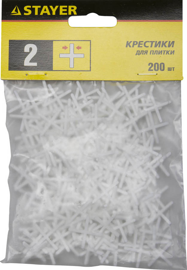 Крестики для кафельной плитки STAYER 2 мм,3380-2 Х-образные, 200 шт.