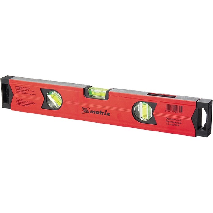 Фото Уровень алюминиевый магн., 800 мм, фрезерованный, 3 глазка (1 зеркальный), усил. Matrix