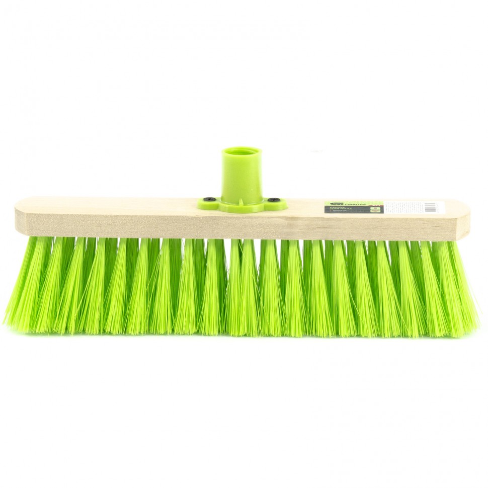 Фото Щетка дер. для подметания, 280 мм, 5 рядов, салатовая, прямая тулейка с резьбой Сибртех
