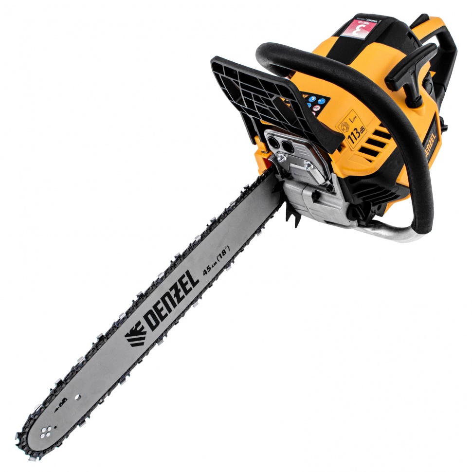 Фото Пила цепная бензиновая DS-5218, шина 45 см, 52 см3, 3 л.с, шаг 0,325, паз 1,5 мм, 72 звена Denzel
