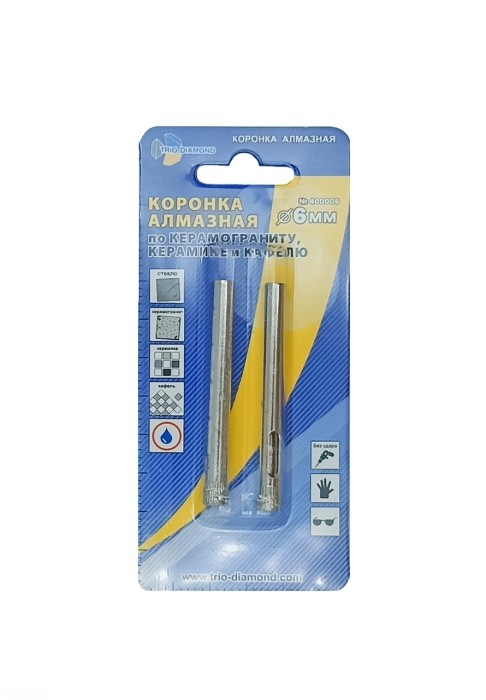 Фото Коронка алмазная по керамике и кафелю 06мм (2шт)