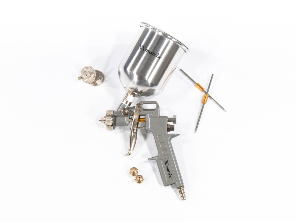 Краскораспылитель пневм. с верхним бачком V 0,6 л, сопло D 1.2, 1.5 и 1.8 мм Matrix