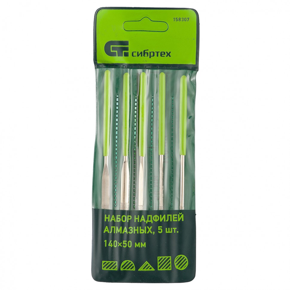 Фото Набор надфилей алмазных, 140 х 50 х 3 мм, 5 шт Сибртех