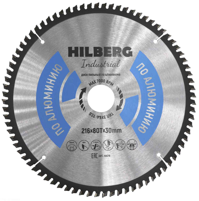 Фото Диск пильный Hilberg Industrial Алюминий 216*30*80Т