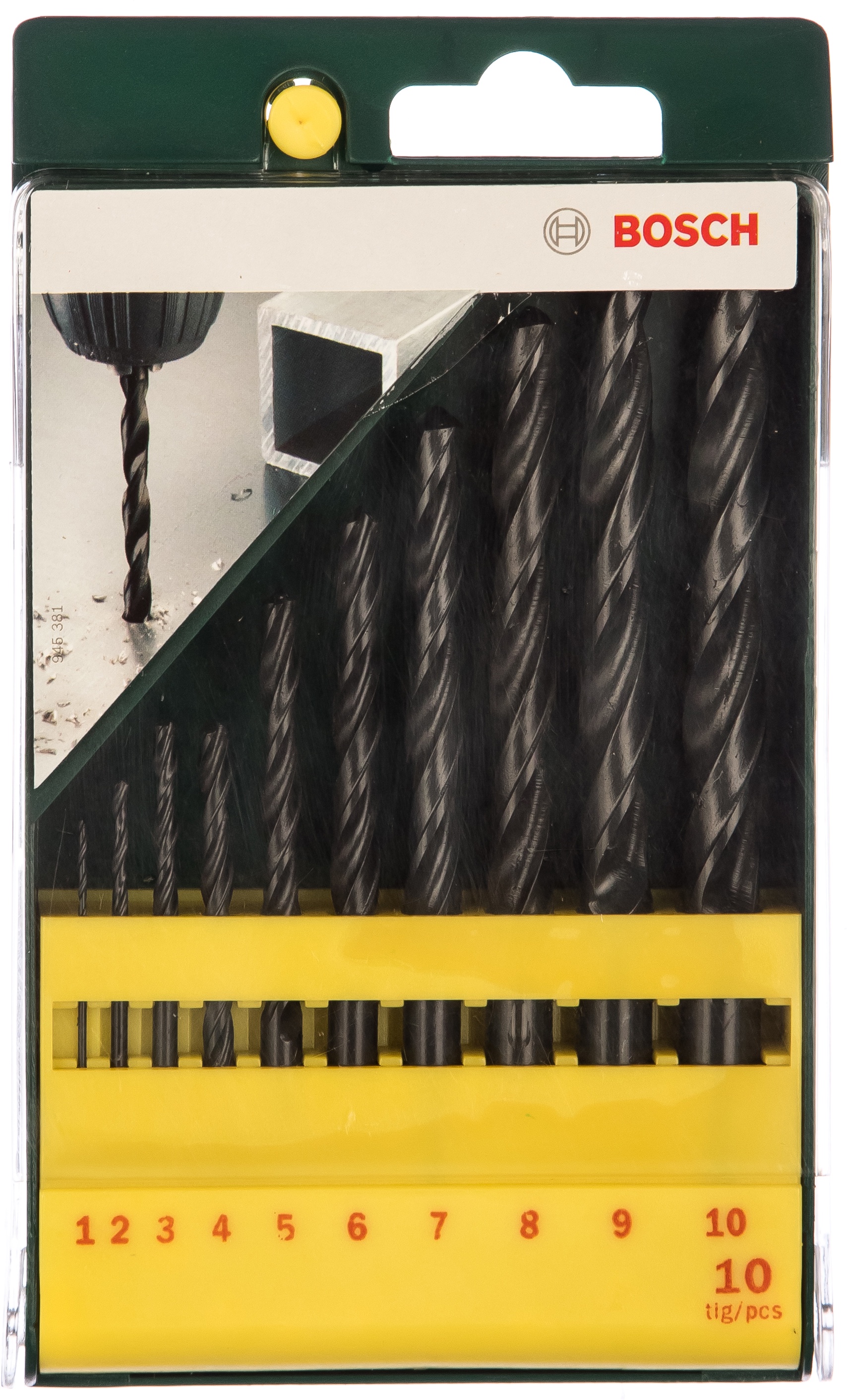 Набор сверл по мет. 1-10 мм, 10 шт, кассета BOSCH