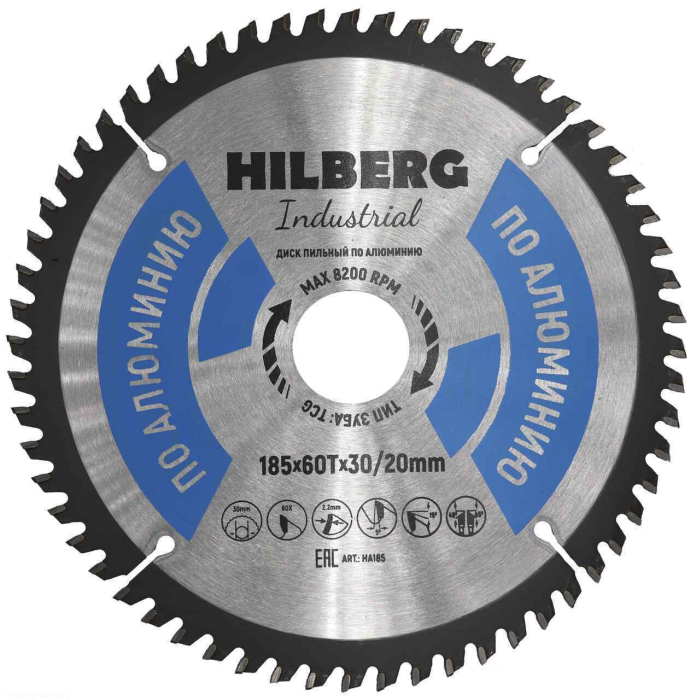 Фото Диск пильный Hilberg Industrial Алюминий 185*30/20*60Т