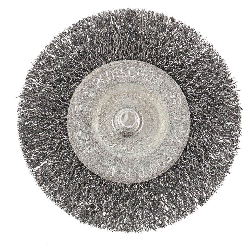 Фото Щетка для дрели, 75 мм, плоская со шпилькой, витая проволока Сибртех