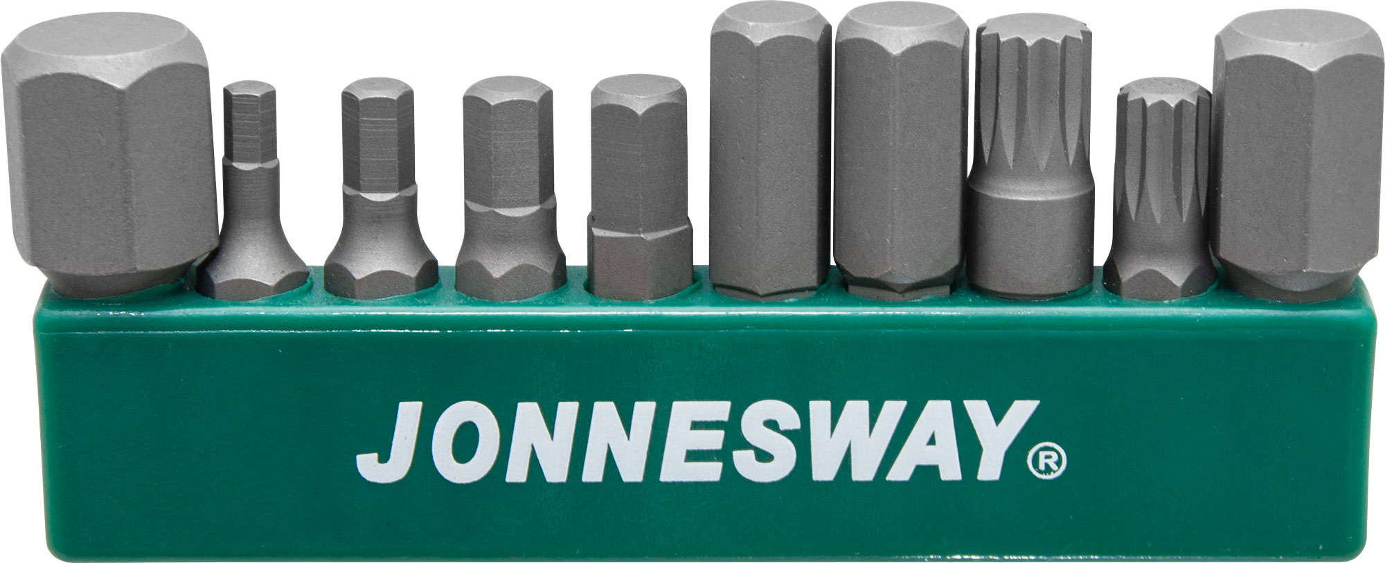 Фото Набор вставок-бит1/4’’HDR на пластиковом держателе, HEX, SPLINE, 10 предметов, Jonnesway