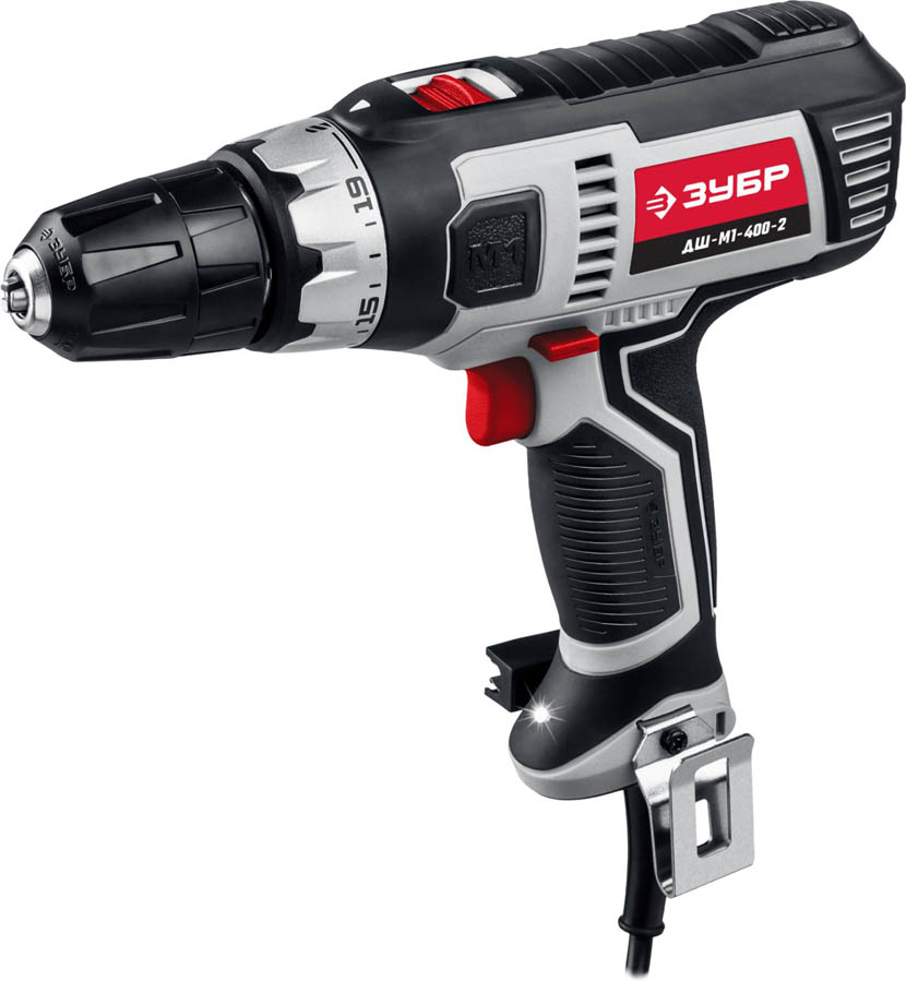 Фото ЗУБР 400 Вт, 0-450/0-1800 об/мин, 2 скор, дрель-шуруповерт сетевая ДШ-М1-400-2