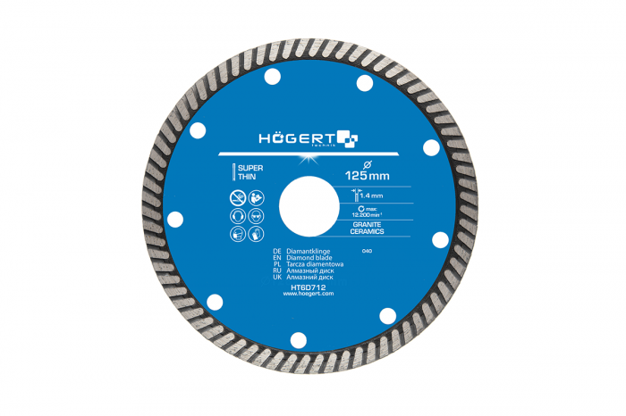 Диск отрезной алмазный супер тонкий 125 х 1,4 х 22,2 мм HOEGERT