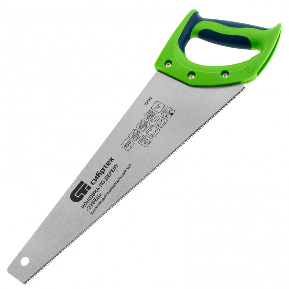 Фото Ножовка по дереву "Зубец", 350 мм, 11 TPI, зуб 2D, калёный зуб, 2-х компонентная рукоятка Сибртех