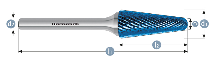 Борфреза сфероконическая тип L KEL 3х10 dхв=3 Lобщ=38 Blue-Tec Karnash арт. 11.5081-005