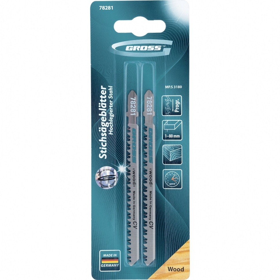 Фото Полотна для электролобзика по дереву, 2 шт, ( 3180 ) Gross