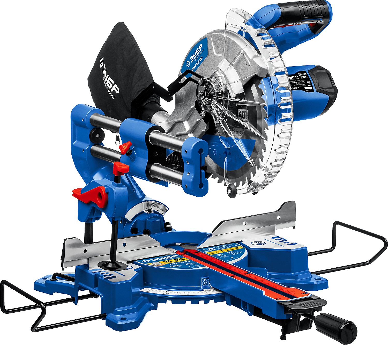 Фото Пила торцовочная с протяжкой ППТ-255-П Профессионал ЗУБР 2000 Вт, 255х30 мм