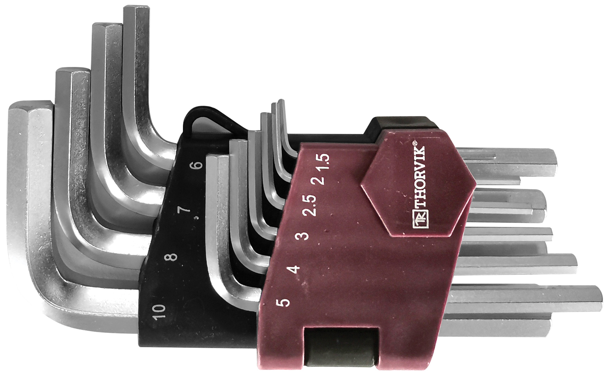 Набор ключей торцевых шестигранных коротких, H1.5-H10, 10 предметов, THORVIK