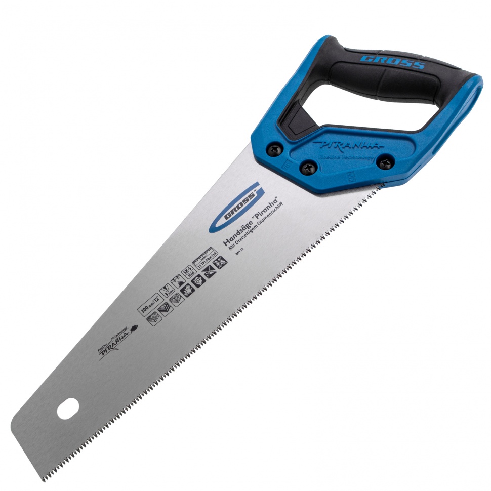 Фото Ножовка по дереву "PIRANHA", 300 мм, 11 TPI, 3D-зуб, двухкомпонентная рукоятка Gross
