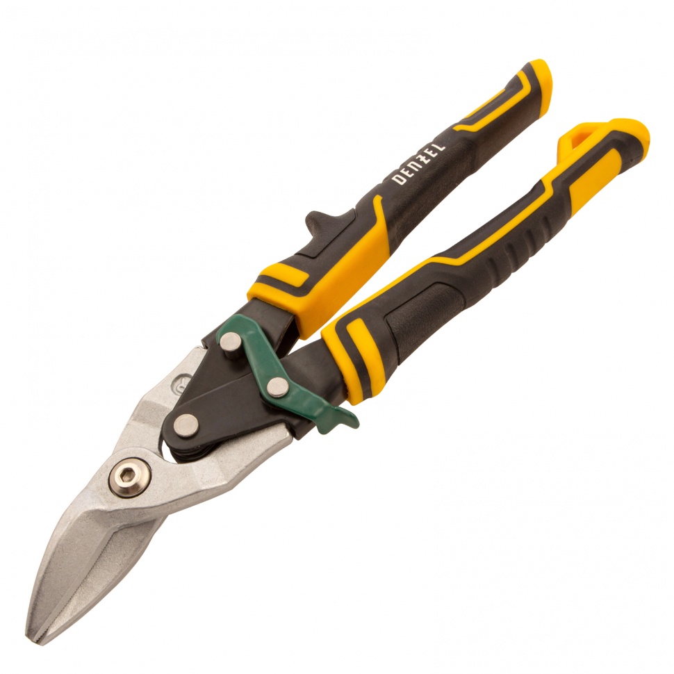 Фото Ножницы по металлу, 270 мм, прямой и правый рез, сталь-СrMo, трехкомпонентные рукоятки Denzel